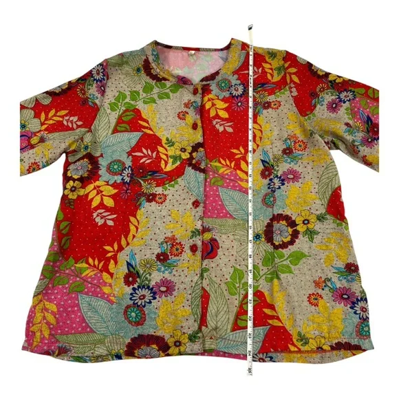 VINTAGE Korean Floral Patchwork Silk Blouse | M | Multicolor | Eclectic Boho - Picture 7 of 13